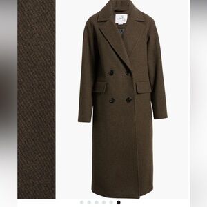 Sam Edelman Double Breasted Chocolate/Black Coat Sz S